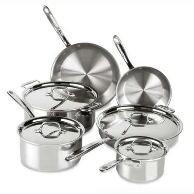 All-Clad D3 Stainless Everyday 3-ply Bonded Cookware, 10 piece Set