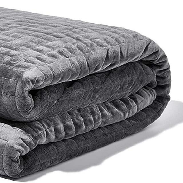 Gravity Blankets Weighted Blanket for Adults, 15lbs Grey 48"x72" Twin/Single, The Original Weighted Blanket for Sleep, Cotton Made Blanket with Washable Removable Microfiber Duvet Cover