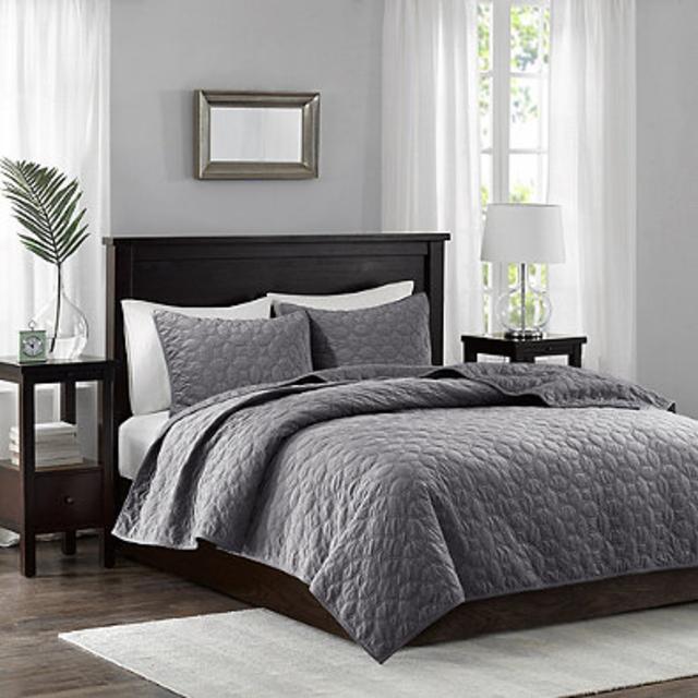Madison Park Harper Queen Coverlet Set in Grey