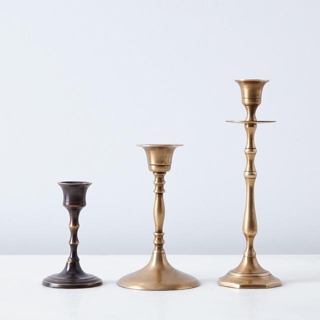 Food52 Vintage-Inspired Brass Mixed Candlesticks (Set of 3)