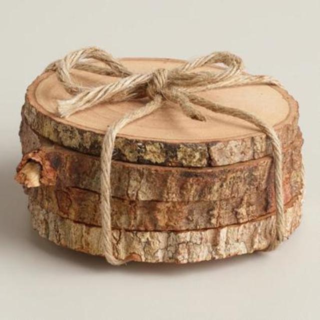 Wood Bark Coasters, Set of 4
