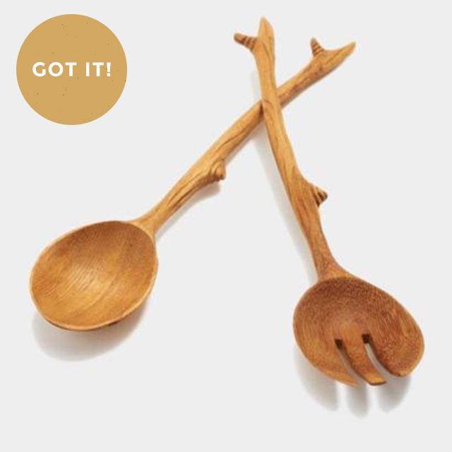 Acacia Wood Branch Servers, Set of 2