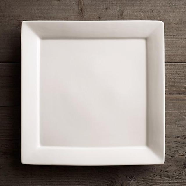 White Chinese Porcelain Square-Rimmed Dinner Plate (Set of 4)
