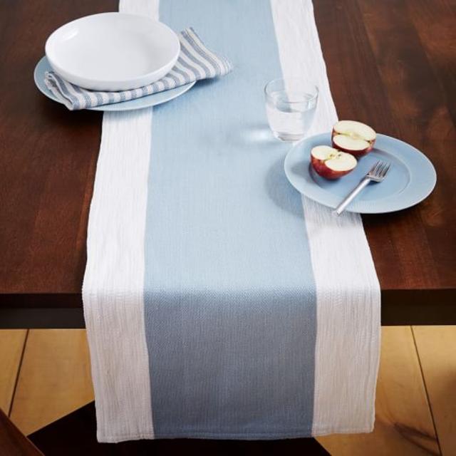 Center Stripe Woven Runners- Moonstone
