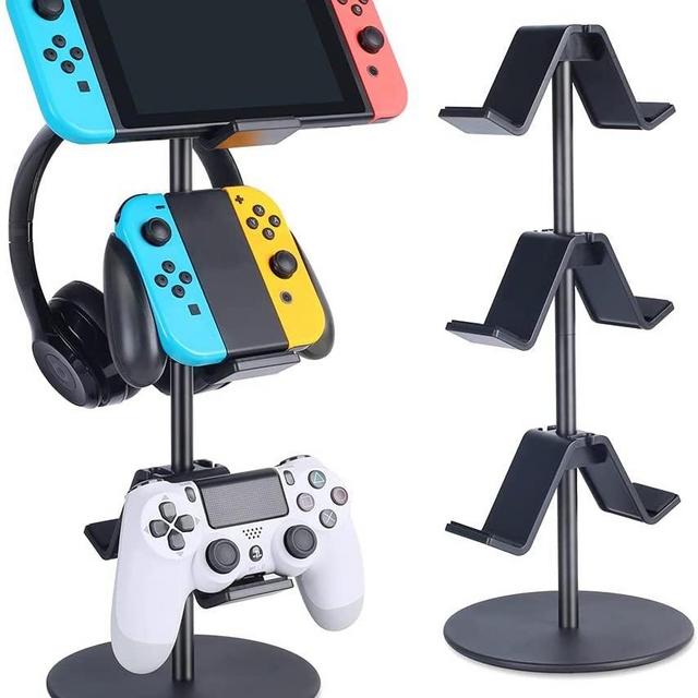 Controller Stand 3 Tier,Headphone Holder,KELJUN Multi Adjustable Game Controller Headset Hanger for All Universal Gaming PC Accessories, Xbox PS4 PS5 Nintendo Switch(Smart Black)
