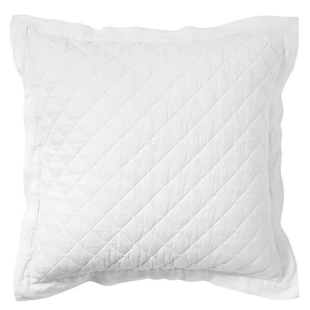 Belgian Linen Diamond Quilted Sham, Euro, White