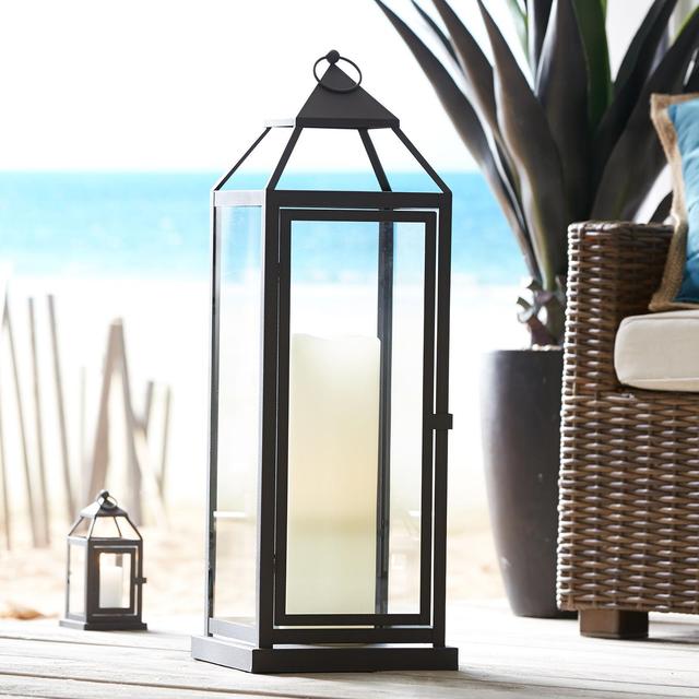 Isla Large White & Brown Wooden Lantern