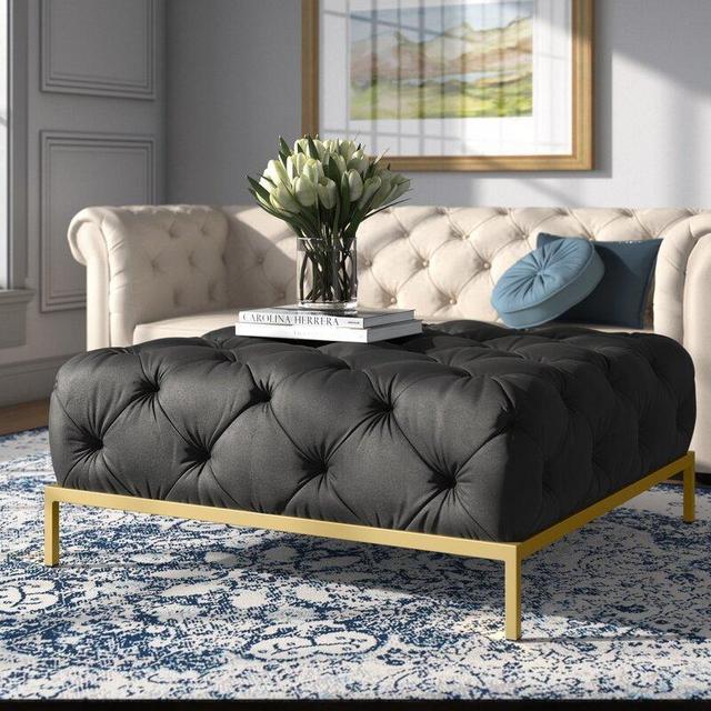 41.73" Wide Velvet Tufted Square Cocktail Ottoman