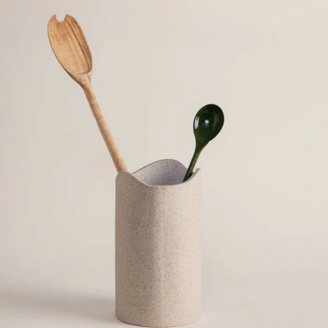 Swell Utensil Holder, Speckled White