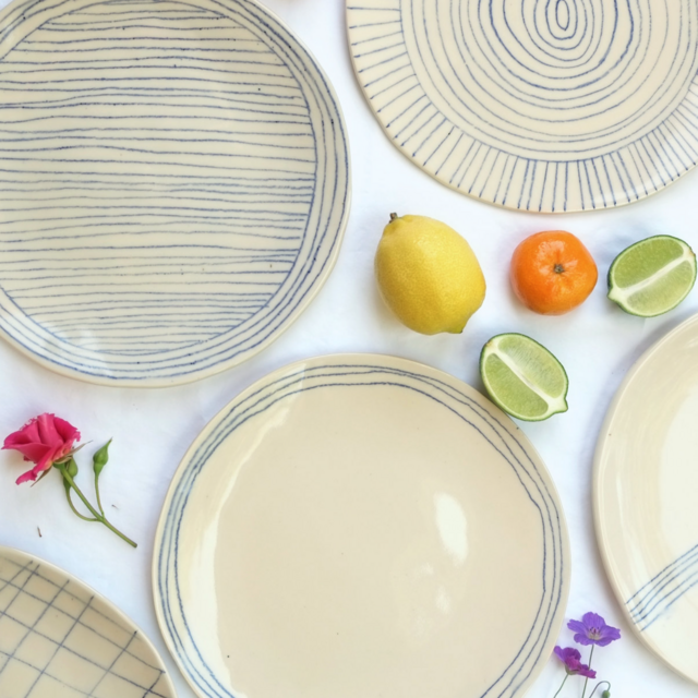 Hand Painted Appetizer Plates, Set of 2