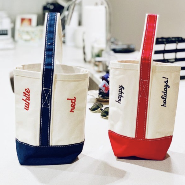 Navy Embroidered Wine Tote | CB Station