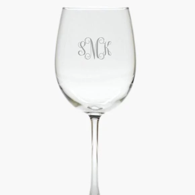 Monogrammed Wine Glass Stemware (Set of 4) | Carved Solutions