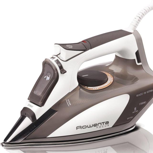 Rowenta DW5080 Focus 1700-Watt Micro Steam Iron Stainless Steel Soleplate with Auto-Off, 400-Hole, Brown