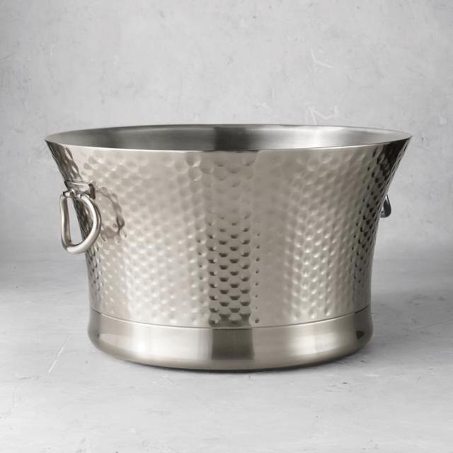 Optima Beverage Tub, Hammered Stainless Steel 21"