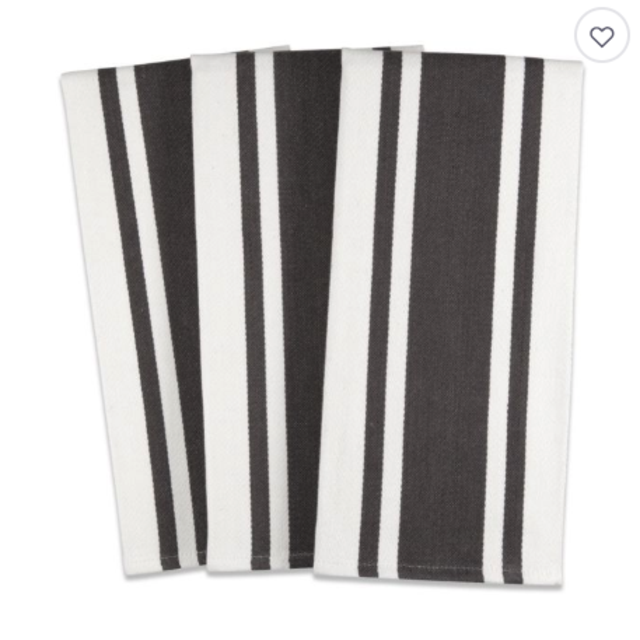 Heavyweight Striped Kitchen Towels in Grey (Set of 3)