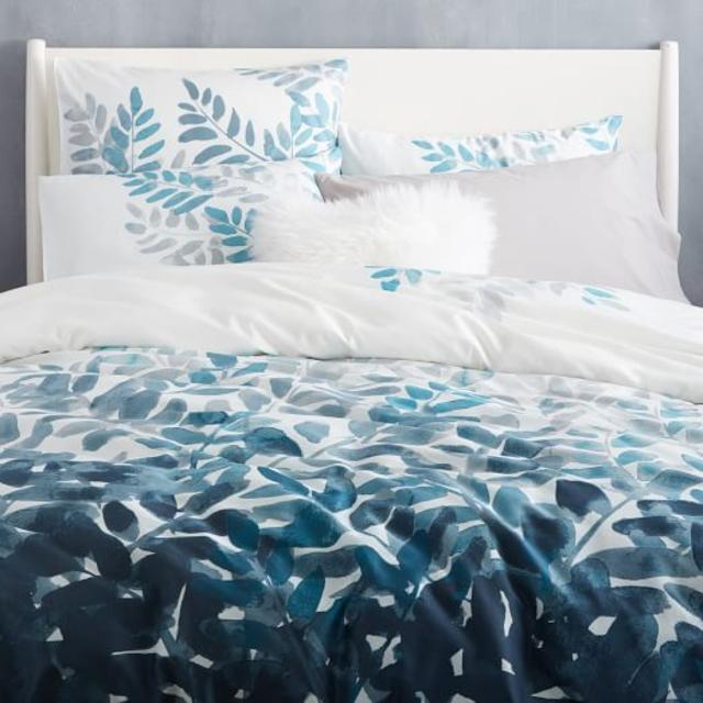 400-Thread-Count Organic Watercolor Fern Sateen Duvet Cover- King