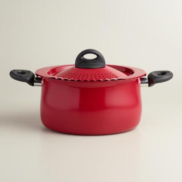 Red Bialetti Pasta Pot with Strainer Lid