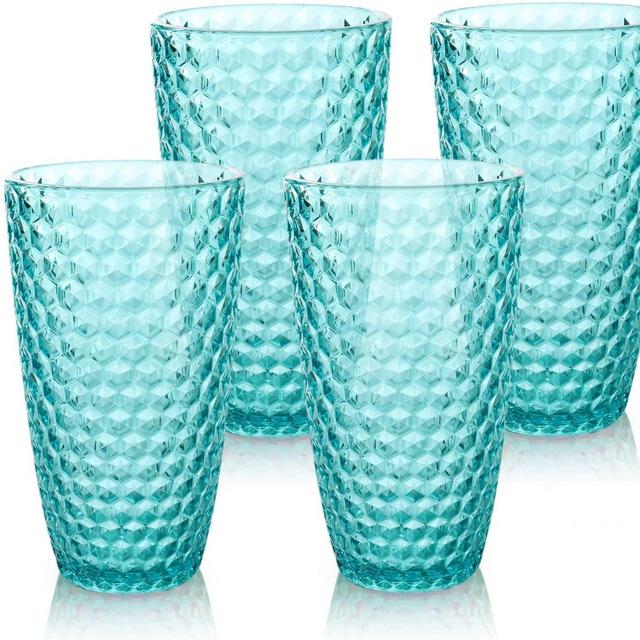BELLAFORTE - Shatterproof Tritan Tall Tumbler Blue - 19oz, Set of 4, Laguna Beach Drinking Glasses, Dishwasher Safe Plastic Tumblers - Unbreakable Glassware for indoor and Outdoor Use, BPA Free
