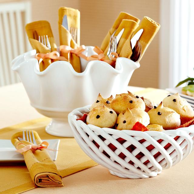 White Scalloped Serving Bowl