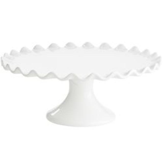9 Inch White Scalloped Cake Plates