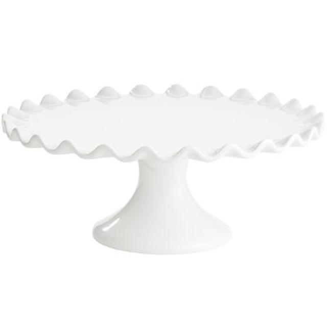 White Scalloped Cake Plate - 11"