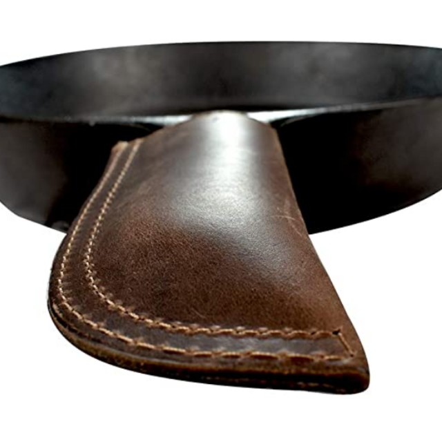 Hide & Drink, Leather Hot Handle, Panhandle Potholder, Double Layered Double Stitched, Slides On/Off Easily Onto Metal Skillet Grips, Essential Cookware Handmade Includes 101 Year Warranty :: Espresso