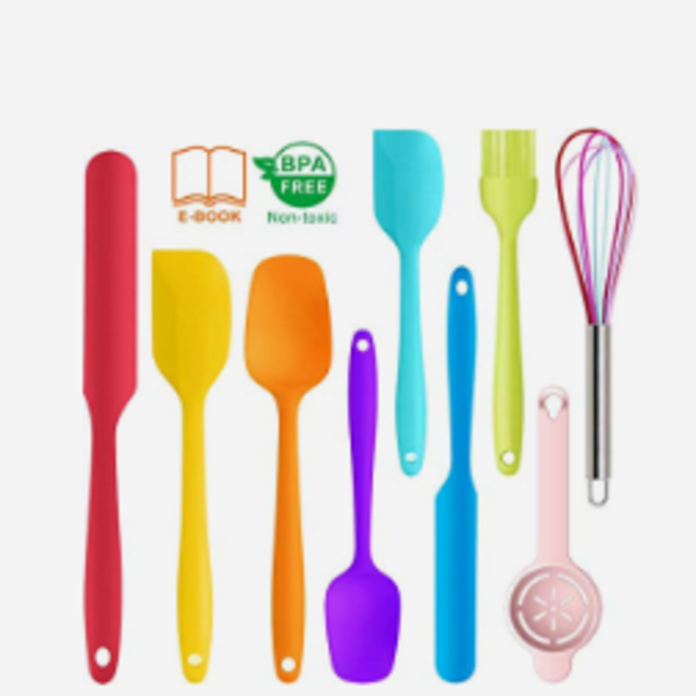 9 Pcs Silicone Spatula Set - Rubber Spatulas Silicone Heat Resistant for Non Stick Cookware - Kitchen Utensils for Baking, Mixing, Cooking,Dishwasher Safe Bakeware