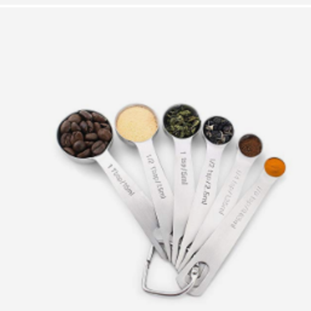 1Easylife 18/8 Stainless Steel Measuring Spoons, Set of 6 for Measuring Dry and Liquid Ingredients
