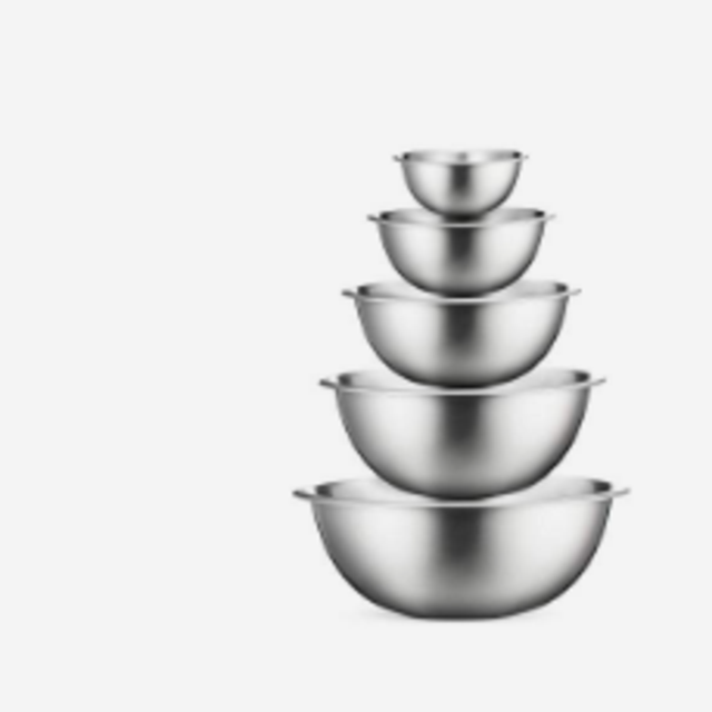 Premium Stainless Steel Mixing Bowls (Set of 5) Brushed Stainless Steel Mixing Bowl Set - Easy To Clean, Nesting Bowls for Space Saving Storage, Great for Cooking, Baking, Prepping