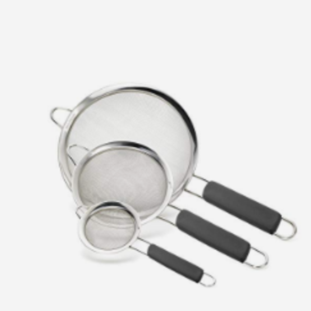 Bellemain Stainless Steel Fine Mesh Strainers, Set of 3 Graduated Sizes with Comfortable Non Slip Handles