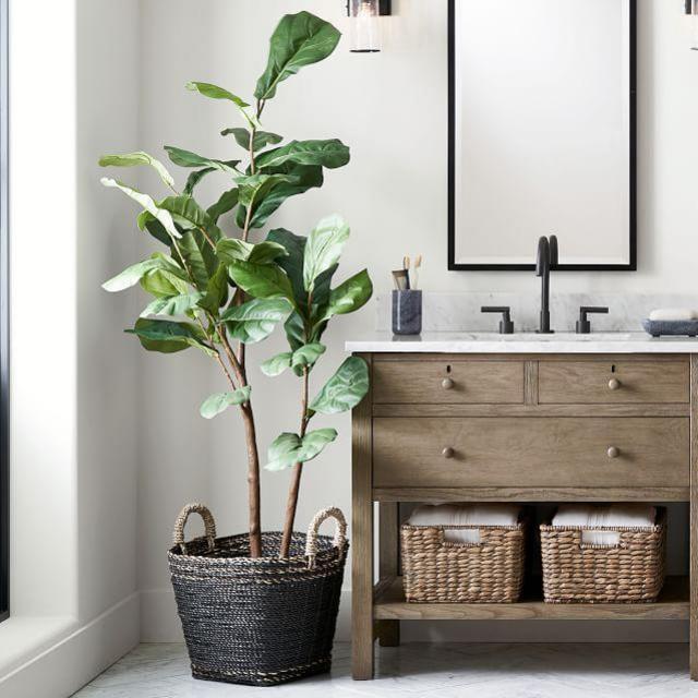 Faux Potted Fiddle Leaf Fig Tree, Medium - 5.4ft