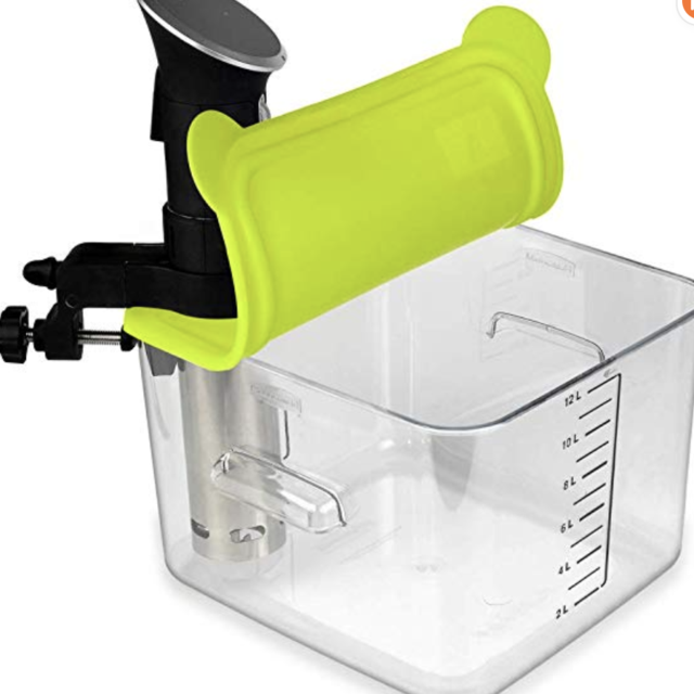 EVERIE Collapsible Silicone Lid Compatible with Anova Culinary Precision Cookers and Rubbermaid 12,18,22 Quart Sous Vide Container (Corner mount)