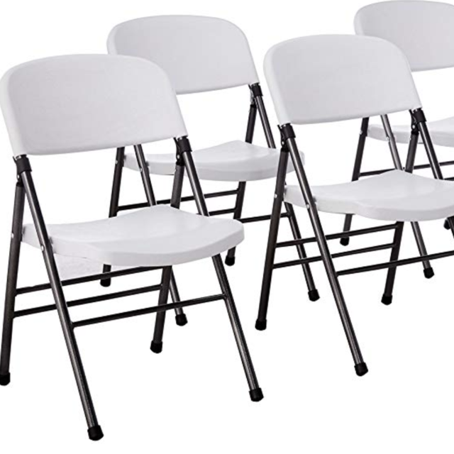 Cosco Resin Folding Chair with Molded Seat and Back White Speckle (4-pack)