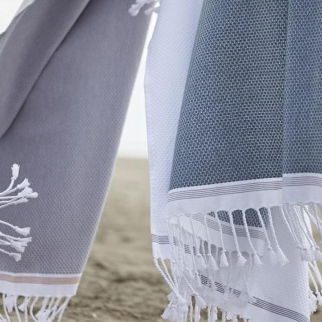 Mediterranean Bath Towel - Deep Dusty Aqua w/ Deep Pewter