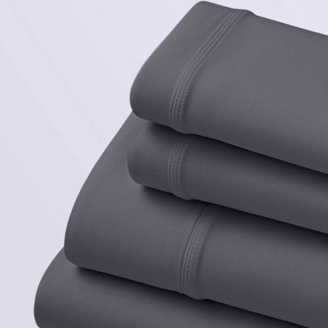 Purple King Size SoftStretch Sheet Set in Stormy Grey