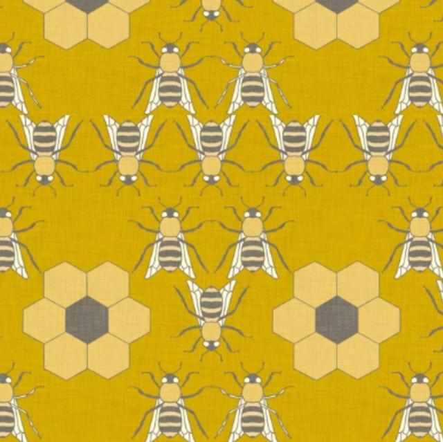 Spoonflower's Buzzing Bee Fabric Designed By Holli Zollinger - Fabric by the Yard - Printed on Linen Cotton Canvas Fabric
