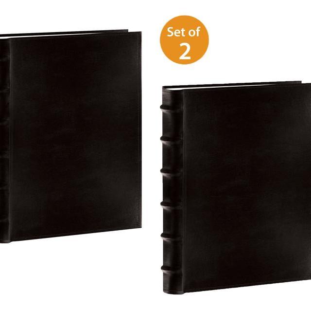 Pioneer Sewn Bonded Leather BookBound Bi-Directional Black Photo Album, Holds 300 4x6" Photos, 3 Per Page, Set of 2