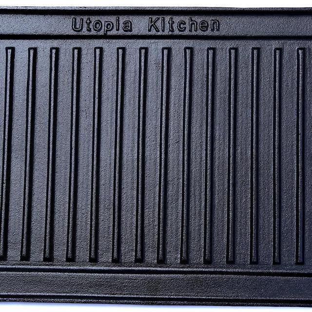 Reversible Grill New Design : Cast Iron Reversible Grill Griddle 17 inch x 10 inch by Utopia Kitchen