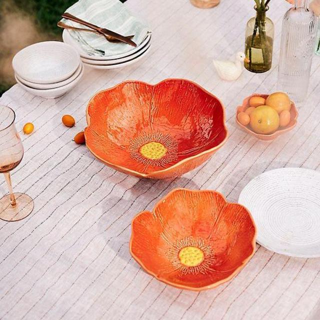 Large Size Orange Poppy Bowl