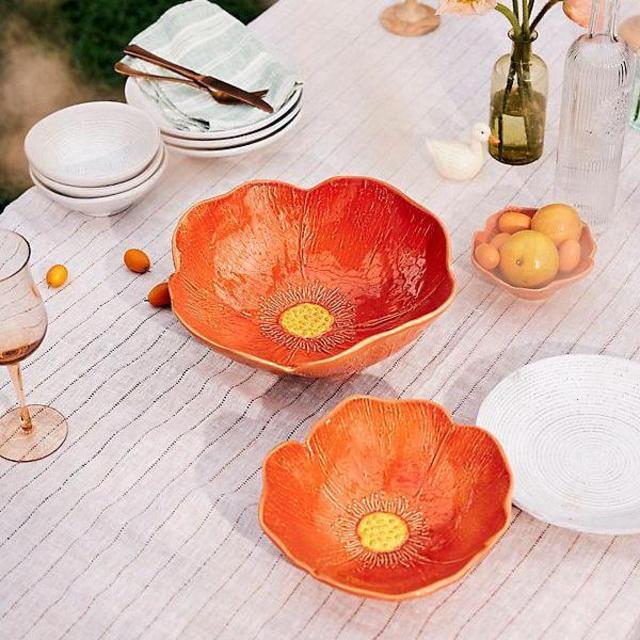 Medium Size Orange Poppy Bowl