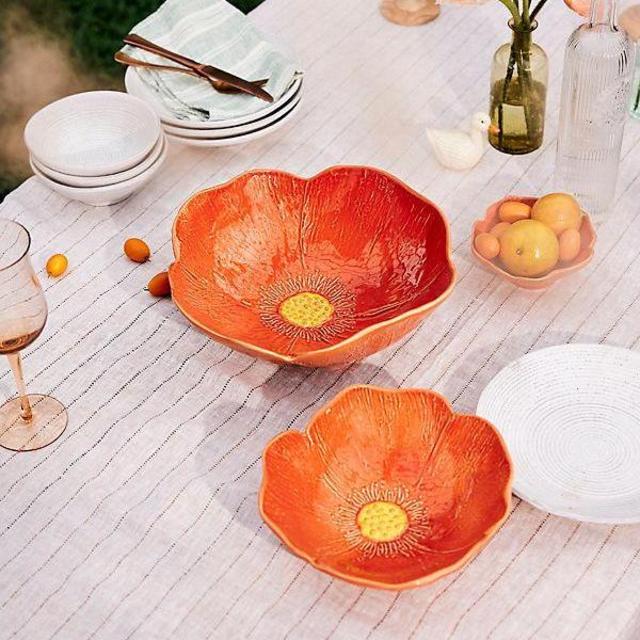 Small Size Orange Poppy Bowl