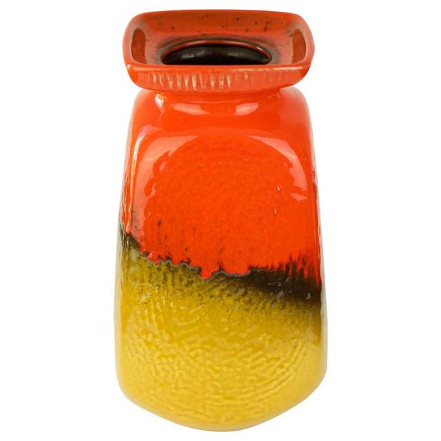 Funky & Bright Square Mid-Century West German Vase by Jasba Pottery, circa 1970