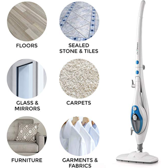 Steam Mop Cleaner ThermaPro 10-in-1 with Convenient Detachable Handheld Unit, Laminate/Hardwood/Tiles/Carpet Kitchen - Garment - Clothes - Pet Friendly Steamer Whole House Multipurpose Use by PurSteam