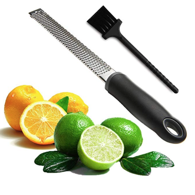 Joyoldelf Multipurpose Cheese Grater & Lemon Zester - Stainless Steel Kitchen Tool with Free Cleaning Brush-Easy To Grate Or Zest Lemon, Orange, Citrus, Cheese, Nuts