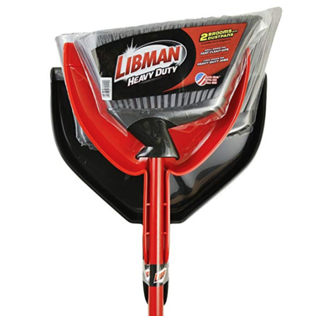 Libman Heavy Duty Brooms w/ Dustpans, 2 Pack (4 pieces)
