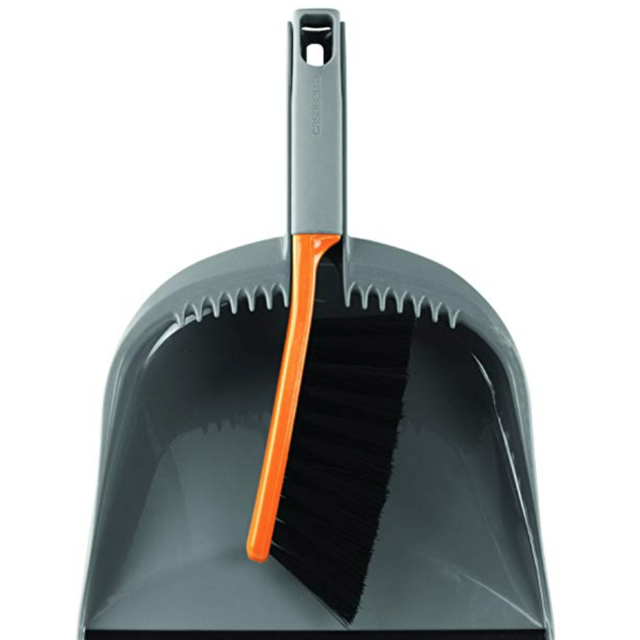 Casabella 1 Count Dustpan and Brush Set, Graphite/Orange