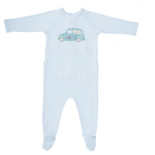 Silkscreen Print Sleepsuit Sky Blue