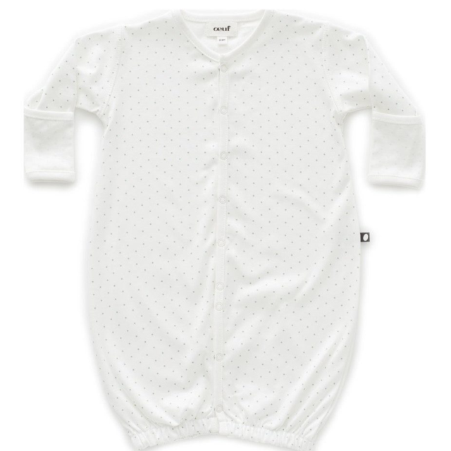 Oeuf Convertible Jumper, White with Green Dots