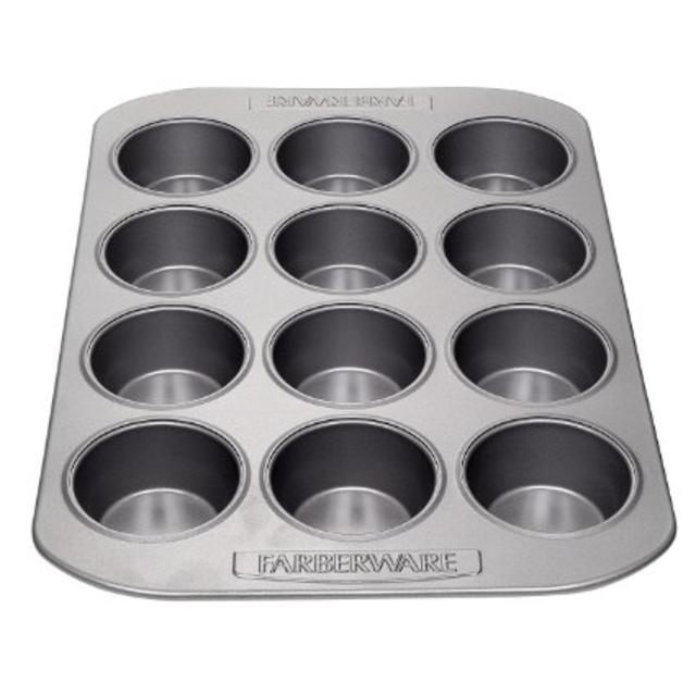 Farberware Nonstick Bakeware 12-Cup Muffin Pan, Gray