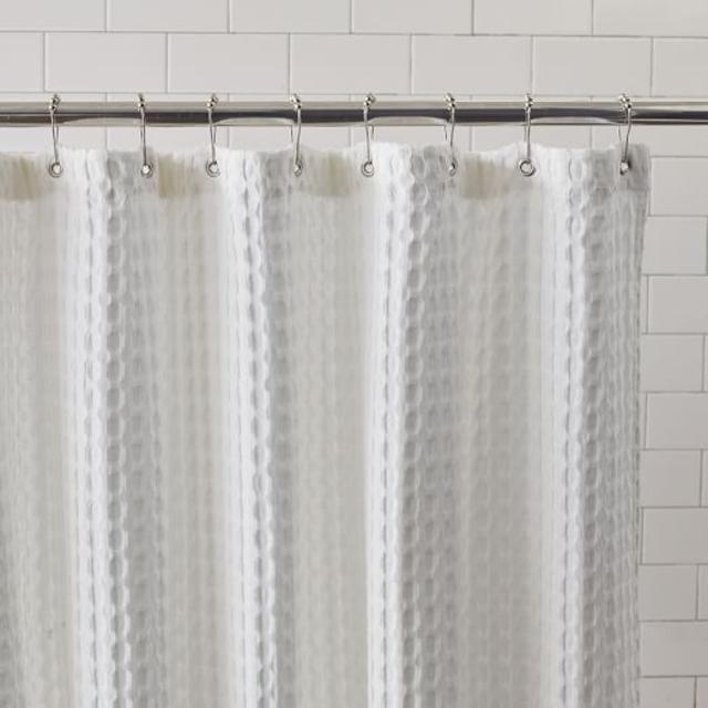 Waffle Grommet Shower Curtain - White